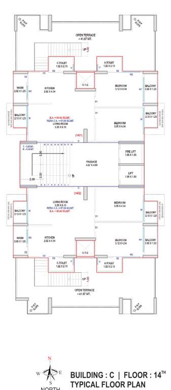  avenue Tower C Cluster Plan for 14th Floor