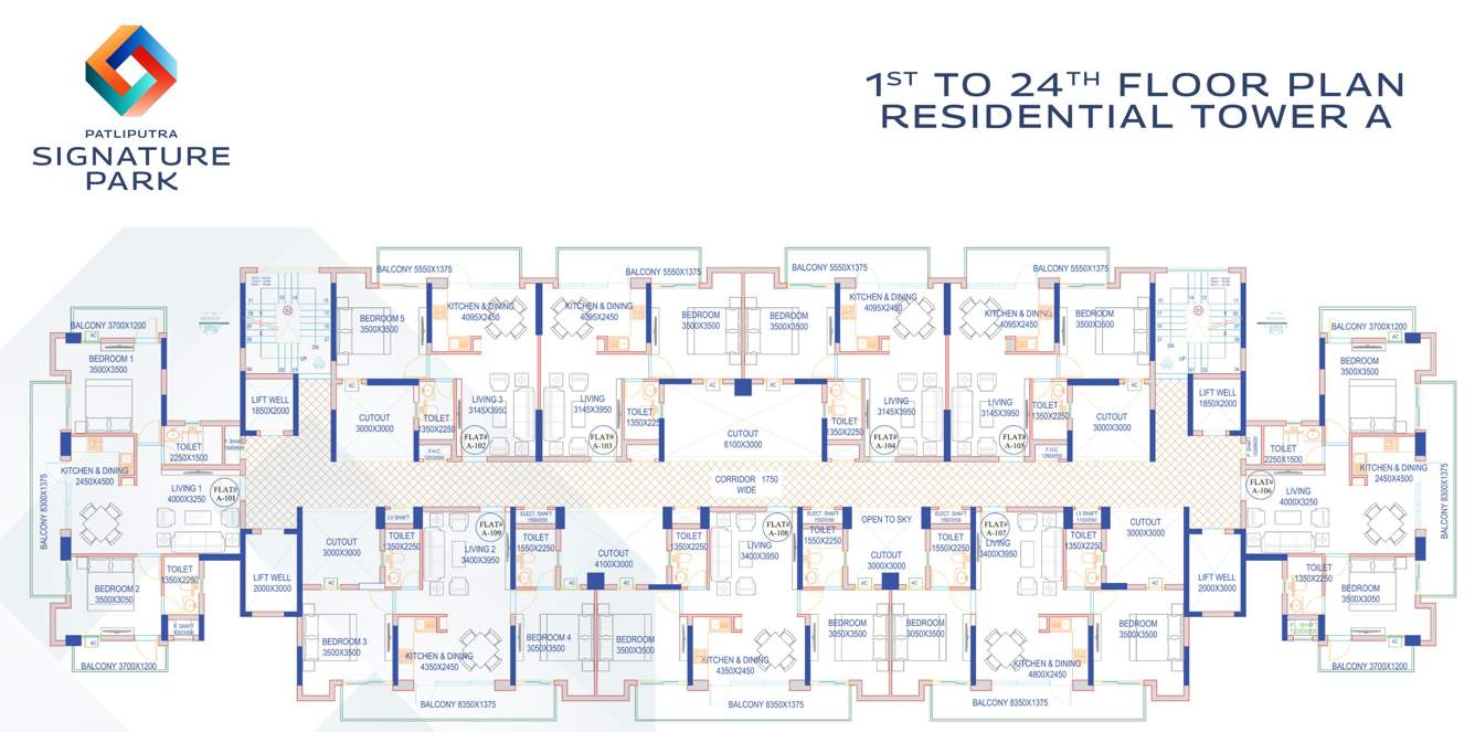 signature park Tower A Cluster Plan From 1st To 24th Floor