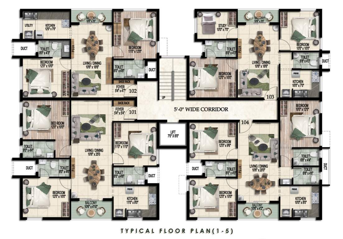  sai nivaas Sai Nivaas Cluster Plan from 1st to 5th Floor