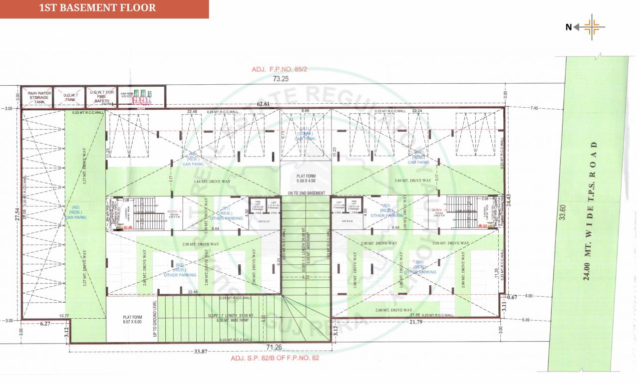  sahajanand helius Tower A & B Cluster Plan for basement 1 Floor