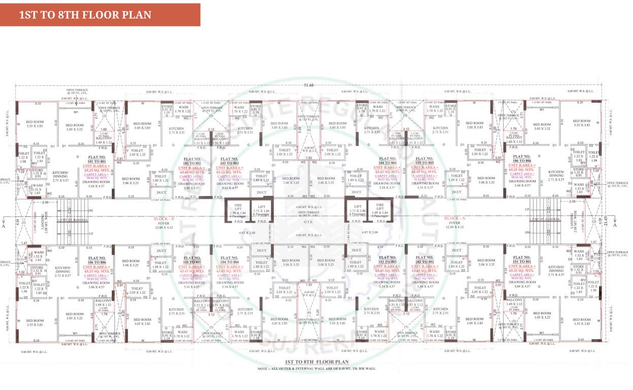  sahajanand helius Tower A & B Cluster Plan from 1st to 8th Floor
