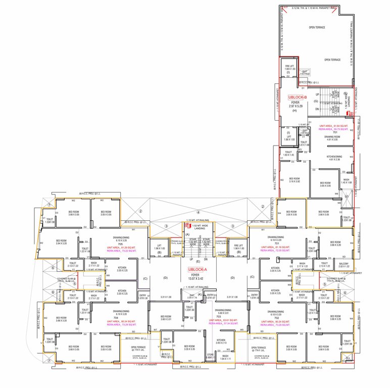  shagun antilia Block A,B Cluster Plan for 7th Floor