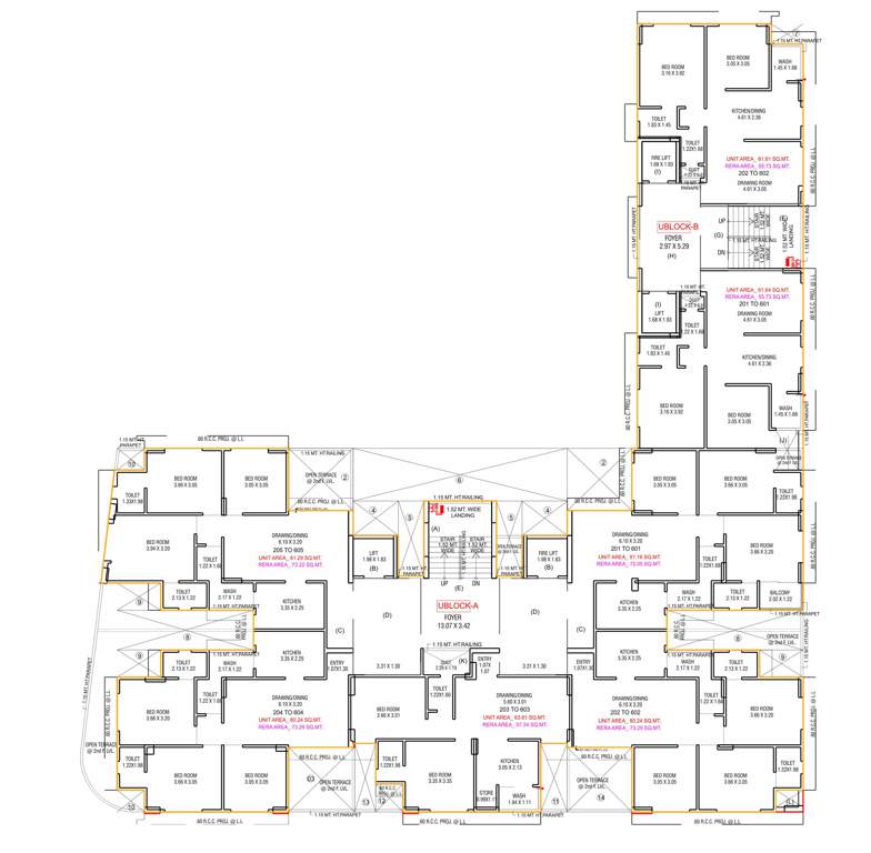  shagun antilia Block A ,B Cluster Plan from 2nd to 6th Floor