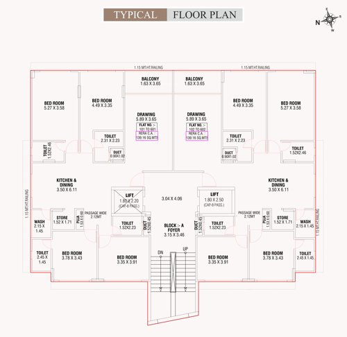  the-residency Block A Cluster Plan from 1st to 6th Floor