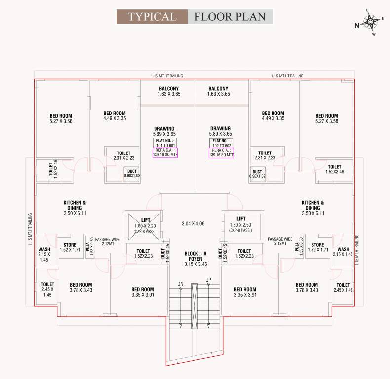  the residency Block A Cluster Plan from 1st to 6th Floor