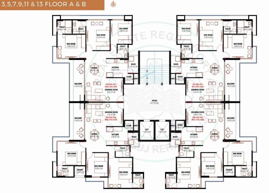  the aayansh Tower A B Cluster Plan from 3rd to 13th Floor