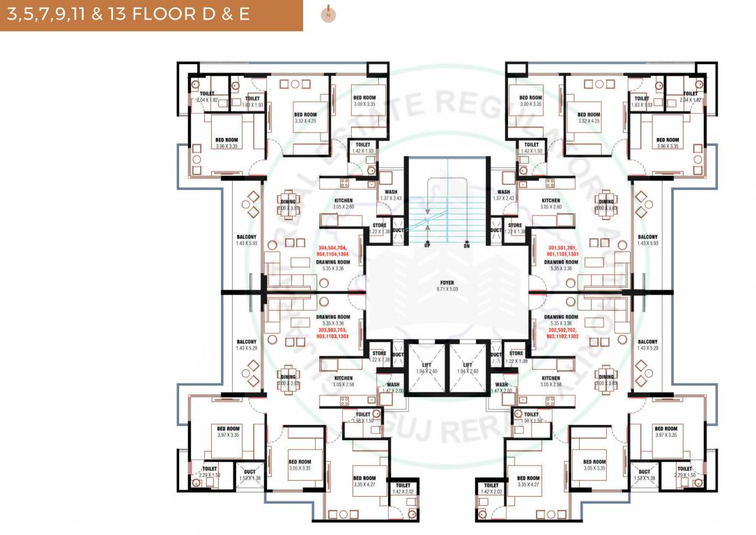  the aayansh Tower D Cluster Plan from 3rd to 13th Floor