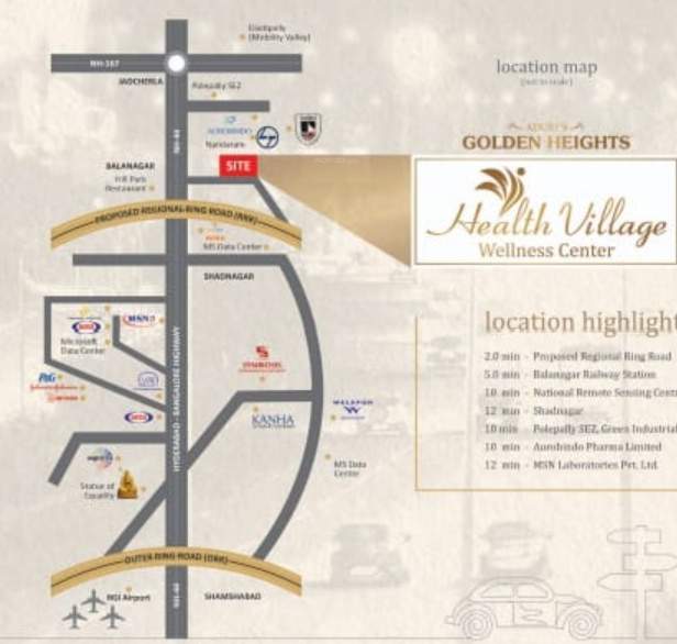  golden heights health village Location Plan