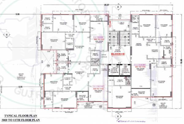  anuvrat Block B Cluster Plan from 3rd to 11th Floor