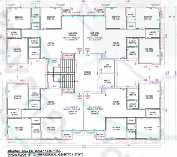  luxuria A Cluster Plan from 1st to 14th Floor