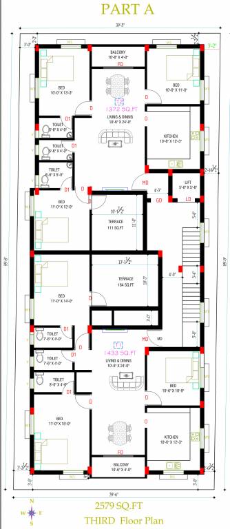  sai rajamala flats Block A Cluster Plan for 3rd Floor