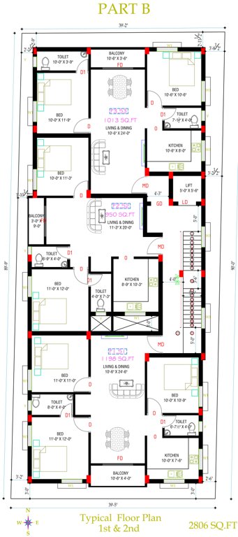  sai rajamala flats Block B Cluster Plan from 1st to 2nd Floor