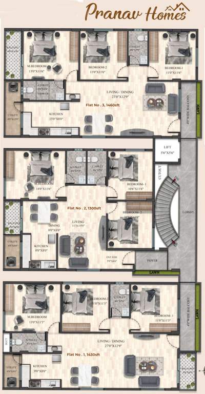  pranav homes Pranav Homes Cluster Plan from 1st to 5th Floor