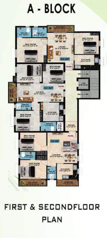  vetri vel flats Block A Cluster Plan from 1st to 2nd Floor