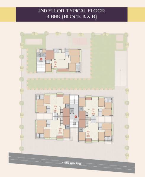  group-new-luxurious-project Tower A & B Cluster Plan from 2nd to 19th Floor