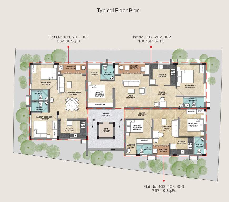  anirudhan villas rowhouse apartments Southern Crest Cluster Plan from 1st to 3rd Floor