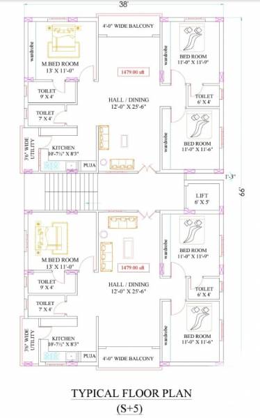  heights Heights Cluster Plan from 1st to 5th Floor