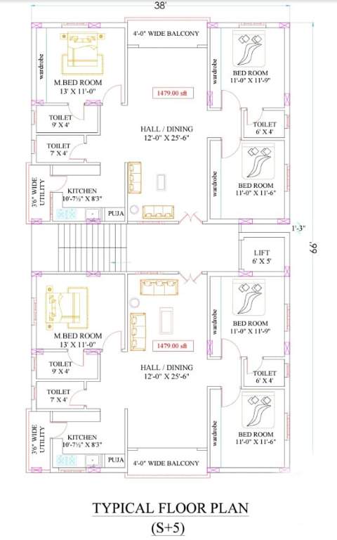  heights Heights Cluster Plan from 1st to 5th Floor