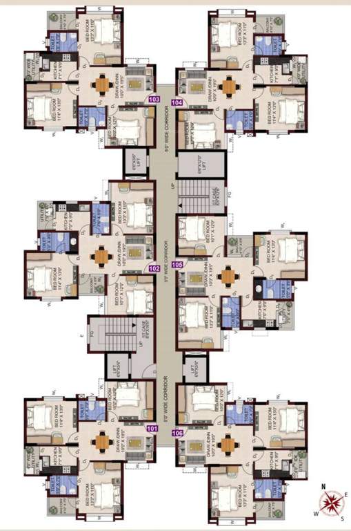  chandaka meadows block c and e Block C Cluster Plan from 1st to 7th Floor