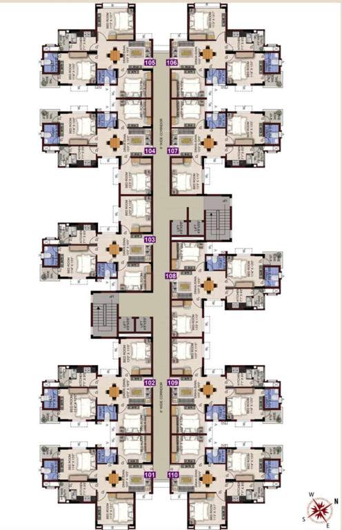  chandaka meadows block c and e Block E Cluster Plan from 1st to 8th Floor
