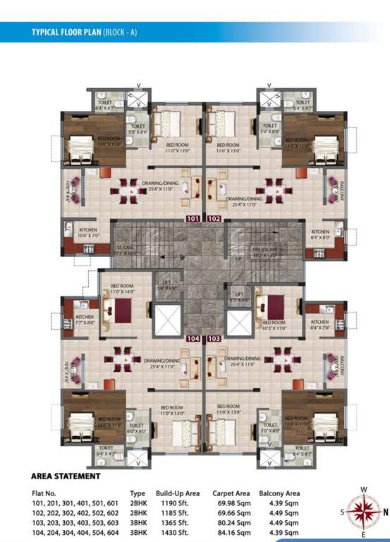  vaishno greens Vaishno Greens Block A Cluster Plan from 1st to 6th Floor