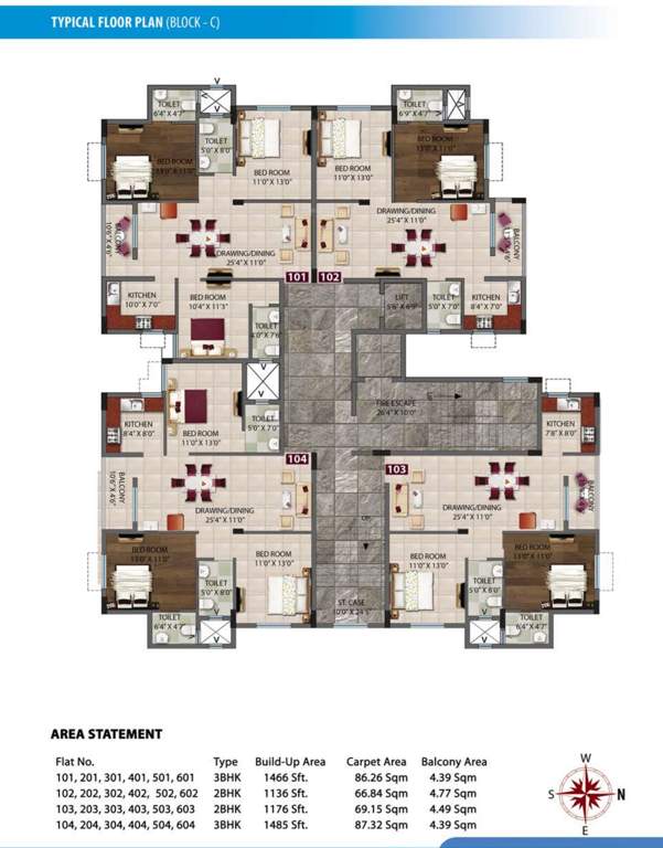  vaishno greens Vaishno Greens Block C Cluster Plan from 1st to 6th Floor