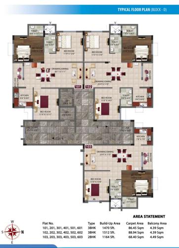  vaishno-greens Vaishno Greens Block D Cluster Plan from 1st to 6th Floor