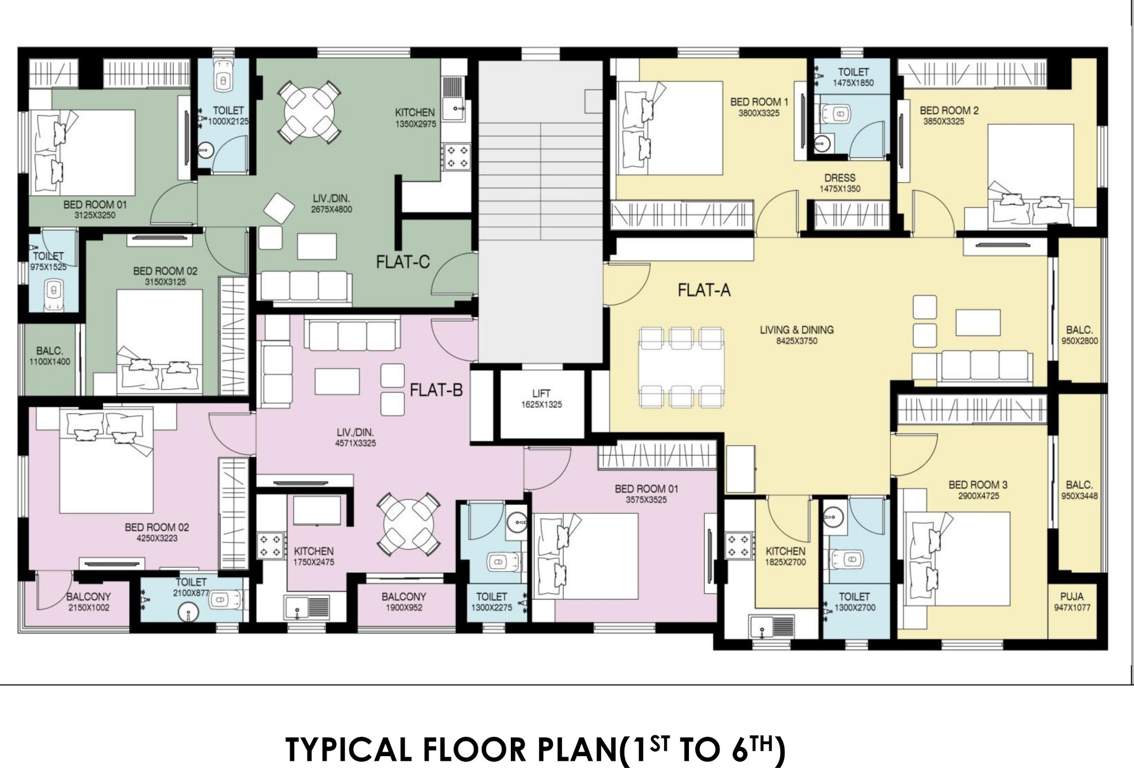  ausra apartment Ausra Apartment Cluster Plan from 1st to 6th Floor