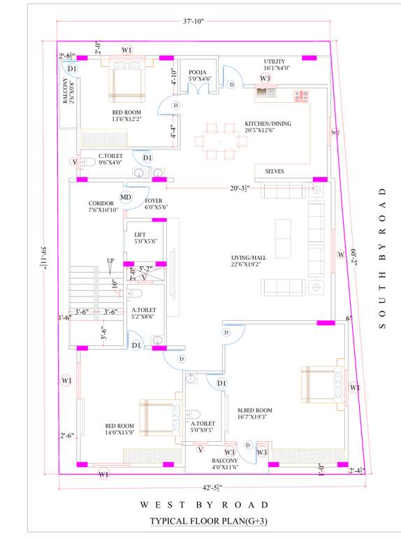 sri krishna elite Sri Krishna Elite Cluster Plan from 1st to 4th Floor