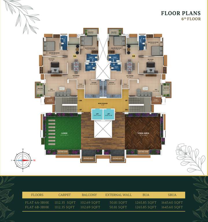  varunaz robjoy enclave Varunaz Robjoy Enclave Cluster Plan from 1st to 6th Floor