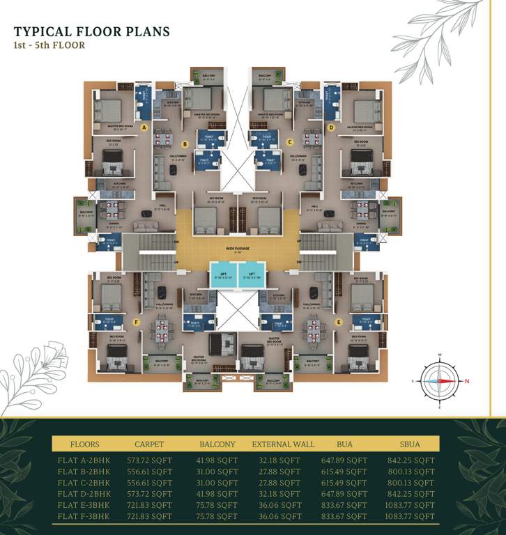  varunaz robjoy enclave Varunaz Robjoy Enclave Cluster Plan from 1st to 6th Floor