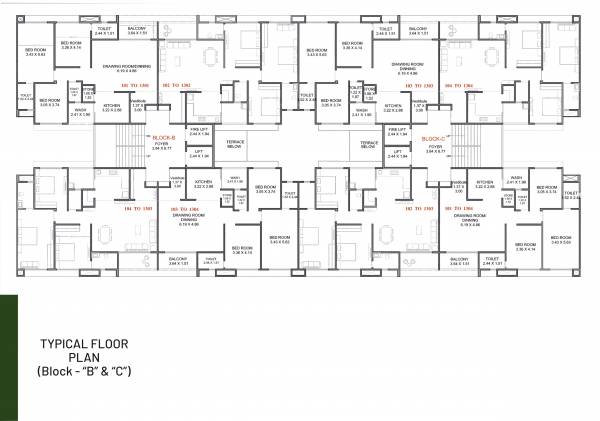  asopalav-green B Cluster Plan for typical Floor