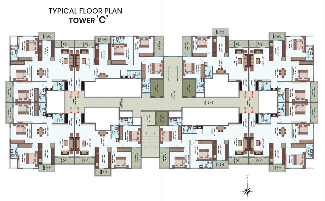  pyramid amara Tower C Cluster Plan from 1st to 14th Floor