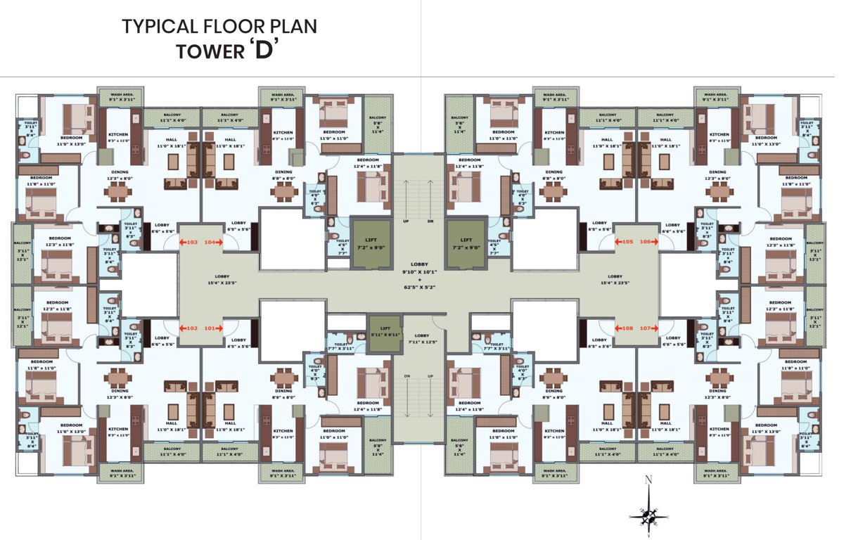  pyramid amara Tower D Cluster Plan from 1st to 14th Floor