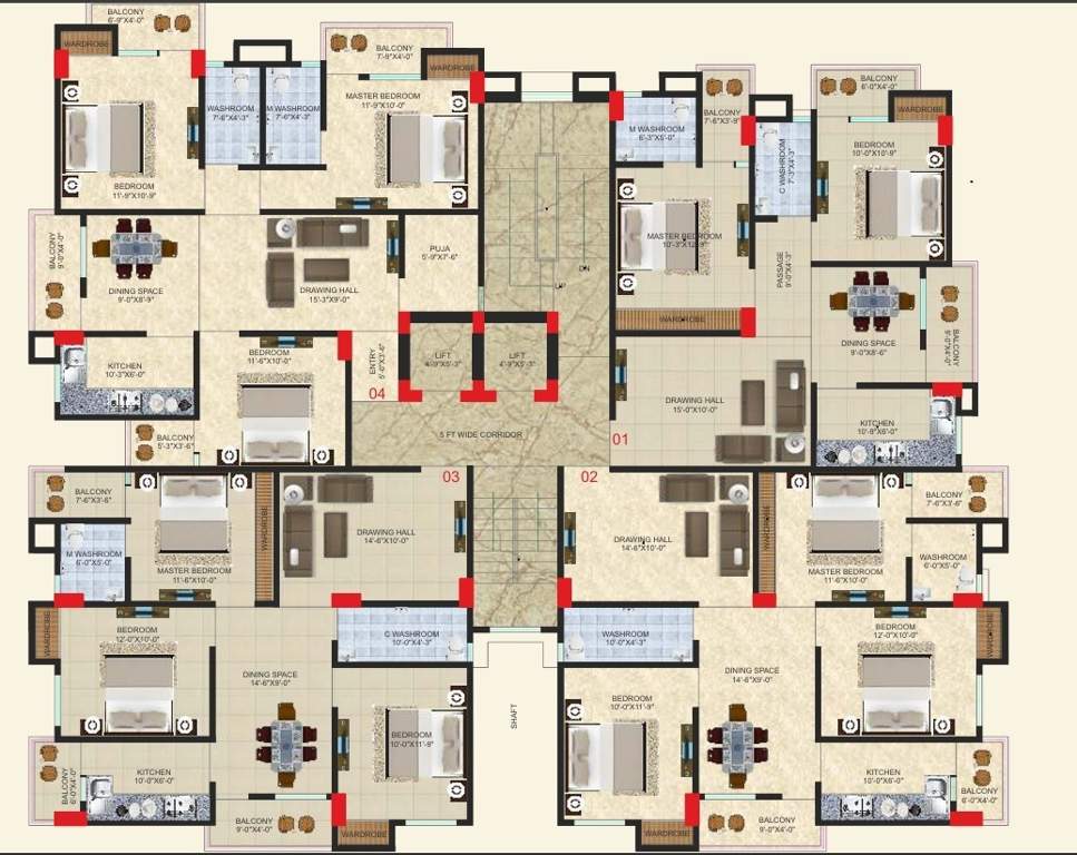 harshika enclave apartment Harshika Enclave Apartment Cluster Plan from 1st to 7th Floor