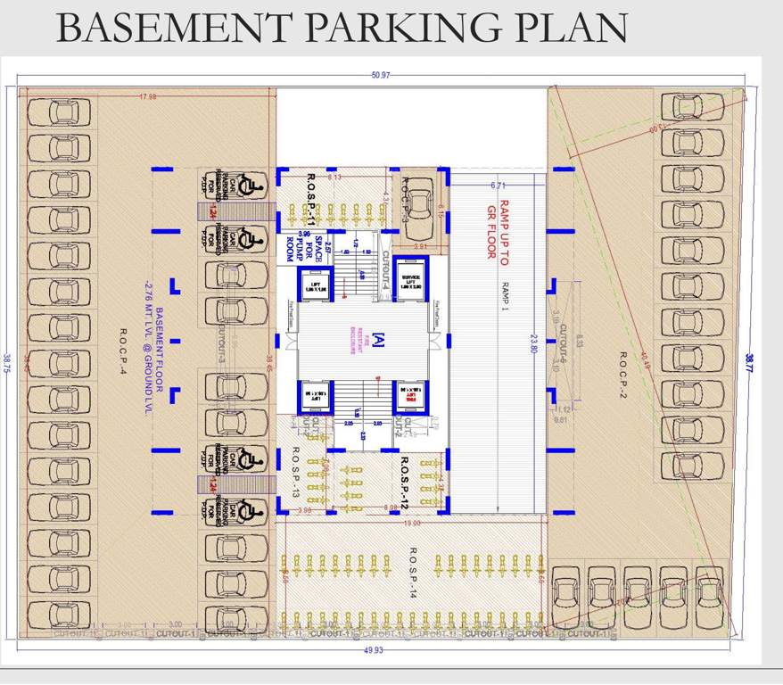 the sky luxuria Tower A Cluster Plan for basement parking Floor