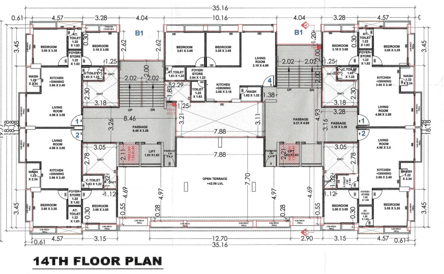  shyam shivalik B2 Cluster Plan for 14th Floor