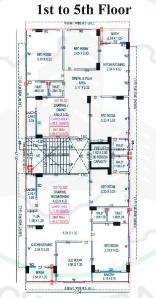  haash-sparsh Block A Cluster Plan from 1st to 5th Floor