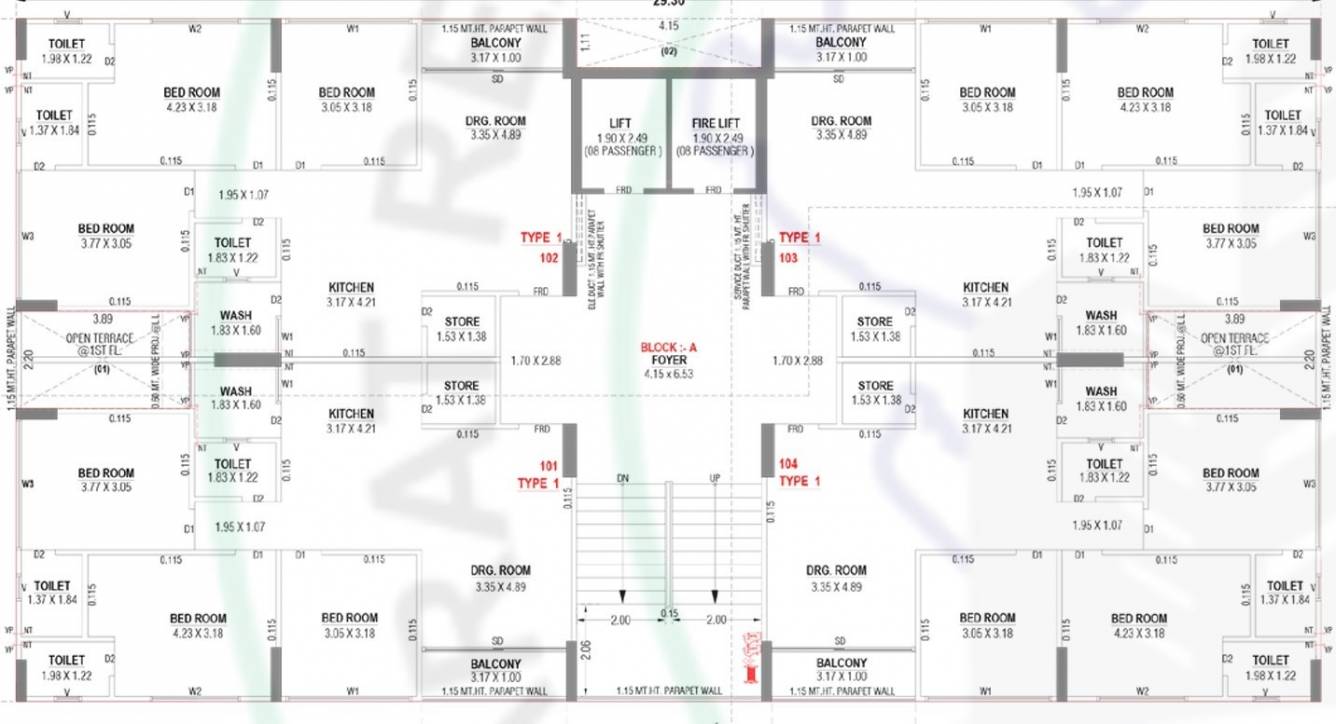  ayodhya parisar Block A Cluster Plan from 1st to 9th Floor