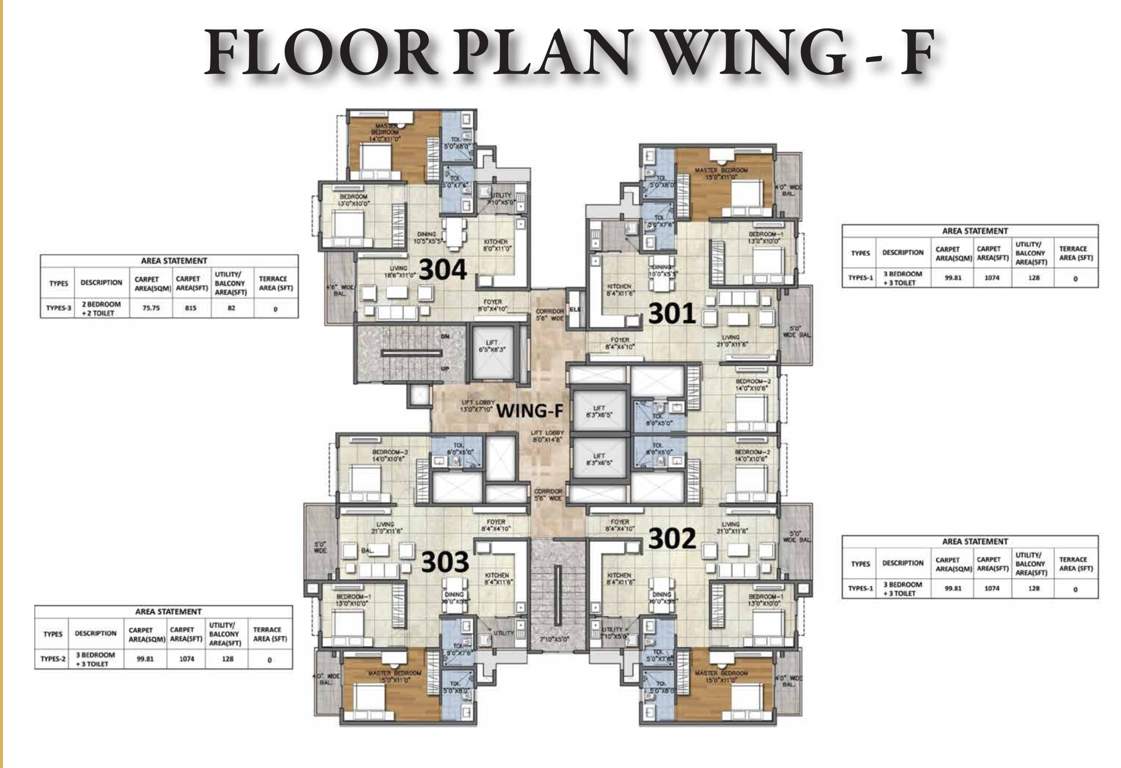 marina F Wing Cluster Plan from 1st to 21th Floor