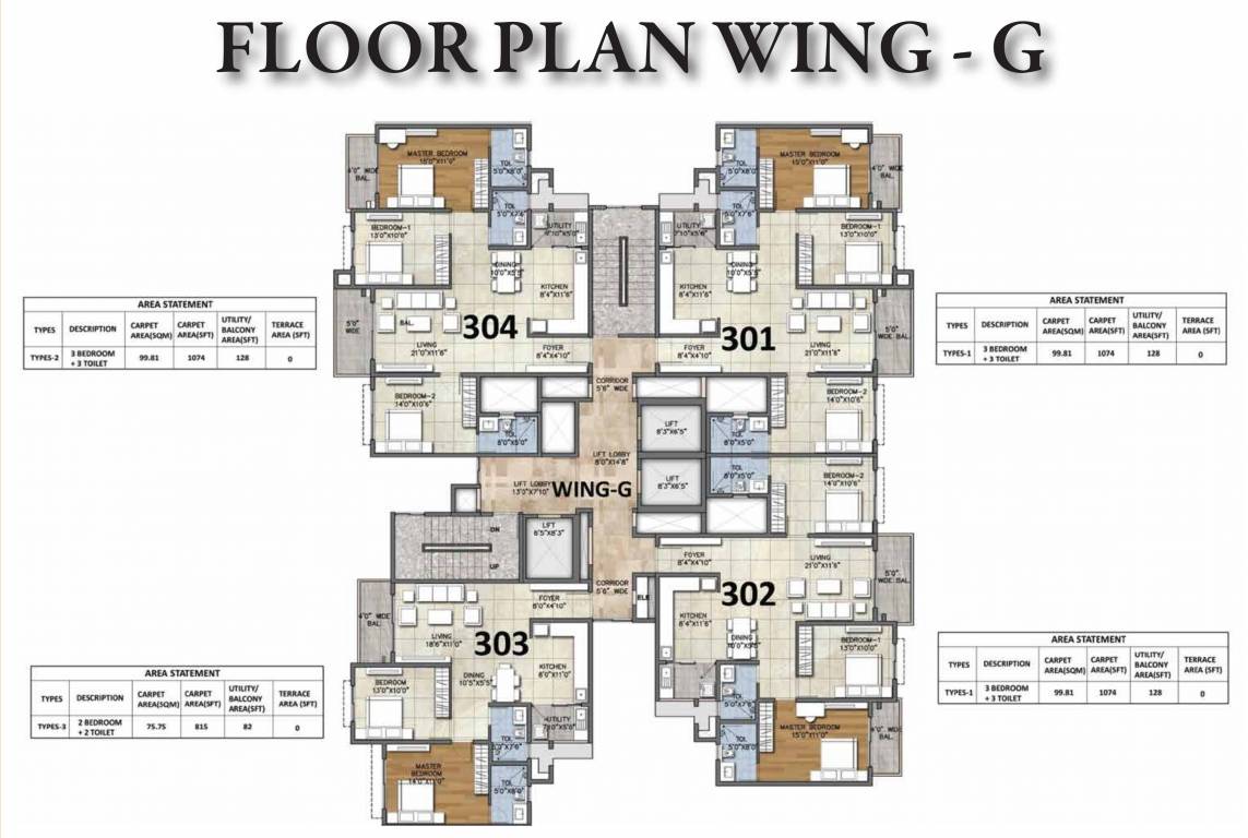 marina G Wing Cluster Plan from 1st to 21th Floor