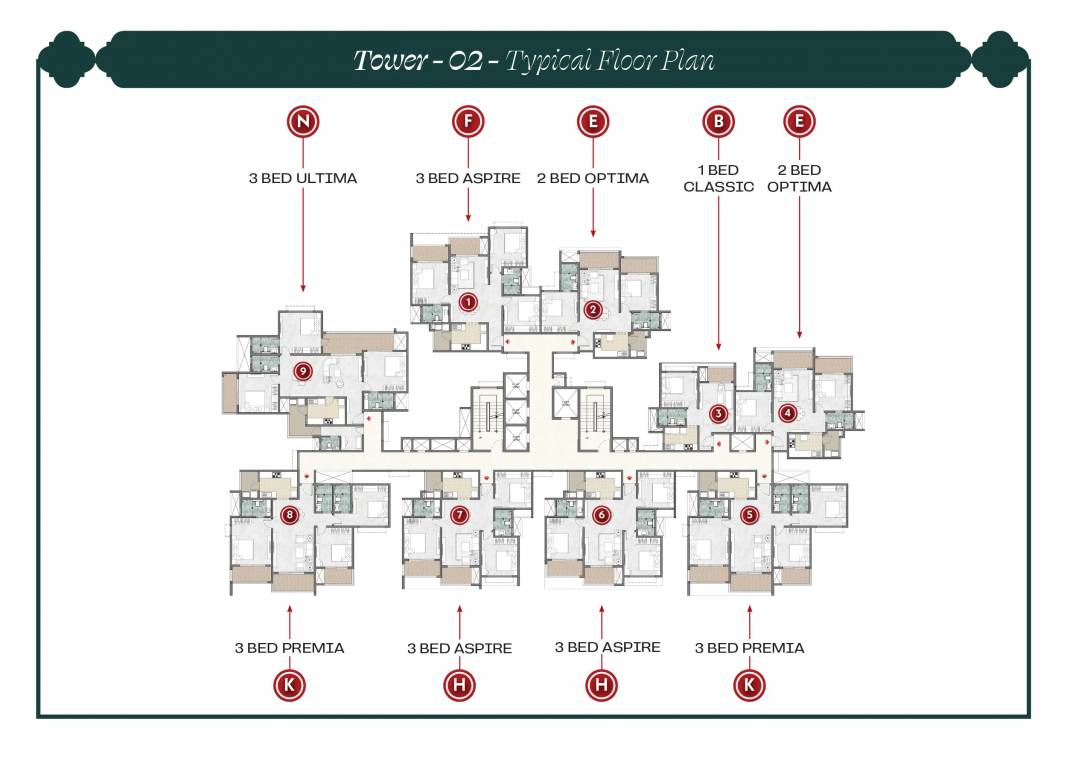  suncrest Tower 02 Cluster Plan for typical Floor