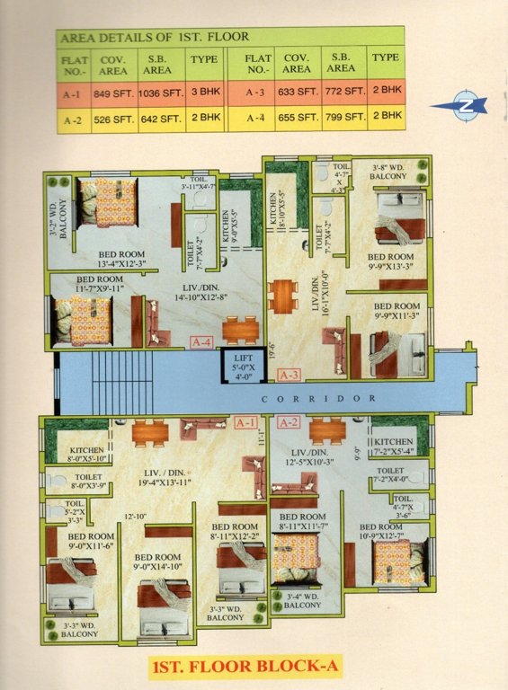  j h apartment Block A Cluster Plan for 1st Floor