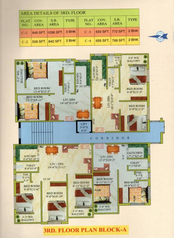  j h apartment Block A Cluster Plan for 3rd Floor
