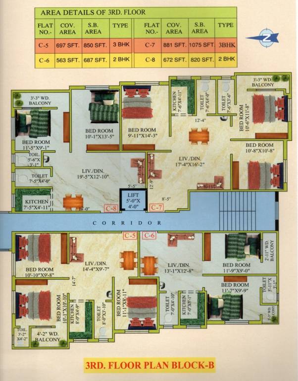  j h apartment Block B Cluster Plan for 3rd Floor