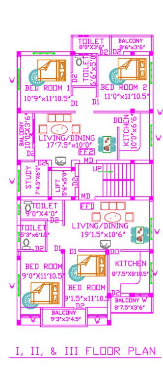  builder apartment Builder Apartment Cluster Plan from 1st to 3rd Floor