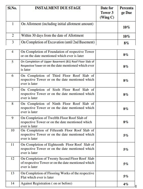 sarang-phase-ii Construction Linked Payment (CLP) Payment Plan