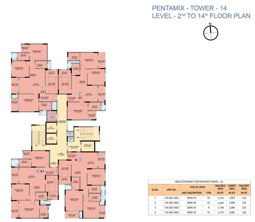  park cubix phase 2 14 Pentamix Cluster Plan from 2nd to 14th Floor