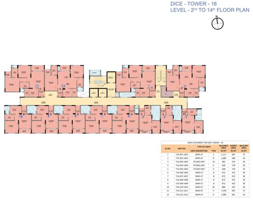 16 Dice Cluster Plan from 2nd to 14th Floor park-cubix-phase-2 16 Dice Cluster Plan from 2nd to 14th Floor