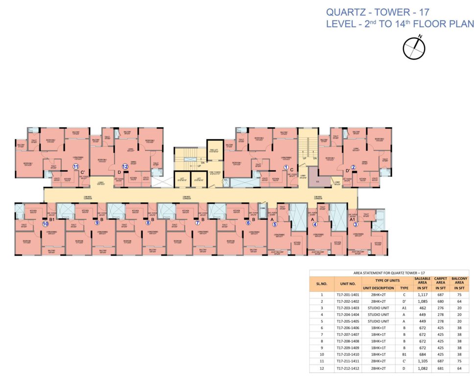  park cubix phase 2 17 Quartz Cluster Plan from 2nd to 14th Floor